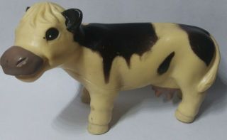 Tm Brown White Rubber Milking Cow Figure Toy Farm Animal 2006