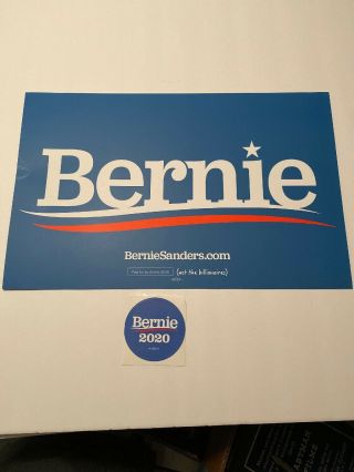 Bernie Sanders For President 2020 Campaign Rally Sign Poster Blue B