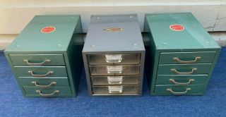 3 Vtg 1950s Craftsman & Wards 4 Drawer Small Parts Cabinet Organizer Metal Box