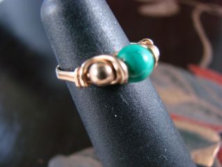 Vintage Solid 18k Yellow Gold Pinky Ring With Malachite Scrb4