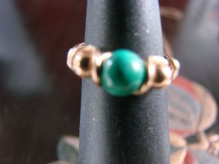 Vintage Solid 18K Yellow Gold Pinky Ring with Malachite SCRB4 2