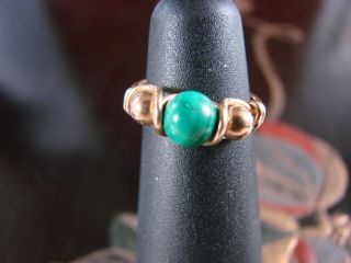 Vintage Solid 18K Yellow Gold Pinky Ring with Malachite SCRB4 3