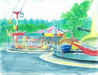 Angela Park Art Print Kiddie Rides Skyride Carousel Midway Hazleton Pa