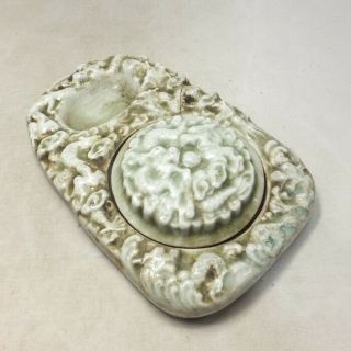 C049: Chinese Porcelain Ware Ink Stone With Appropriate Tone And Relief Work