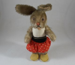 Vintager Steiff Bunny Rabbit Nikili Hare Mohair Jointed Head Girl Doll 10 ½”