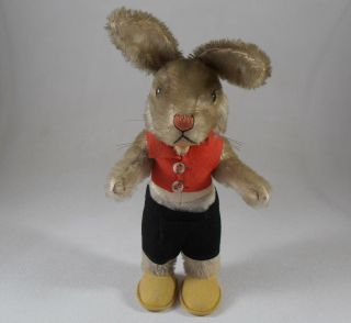 Vtg Pair Steiff Bunny Rabbit Nikili Hare Mohair Jointed Head Boy Doll 10 ½”