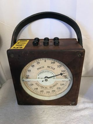 Vintage Westinghouse Electric Phase Meter Cleve Illuminating Co.  Display Only