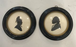 Vintage Silhouette Pictures Of George And Martha Washington Framed
