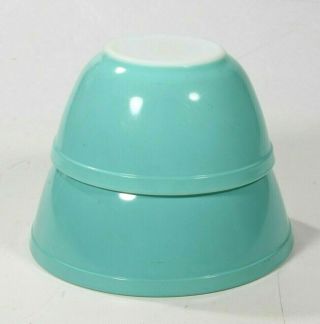 Vintage Pyrex Mixing Bowl Set Of 2 402 & 403 Turquoise Robin Egg Blue