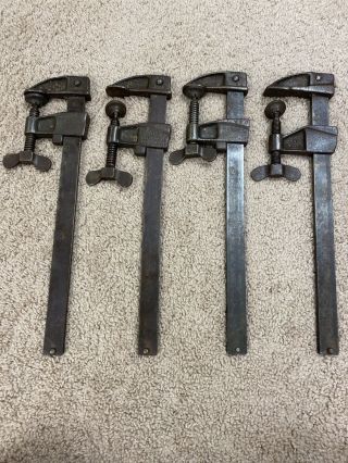 Set Of 3 Vintage Hartford Clamp Co And One Taylor Heavy - Duty Bar Clamps