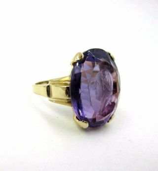Vintage 14k Yellow Gold & Carved Natural Amethyst Cameo Ring