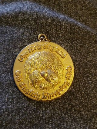 Vintage The England Old English Sheep Dog Club Medal Name Tag Coin