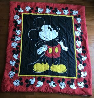 Vintage Walt Disney Mickey Mouse Comforter Blanket 86”x74” Full Size Beds