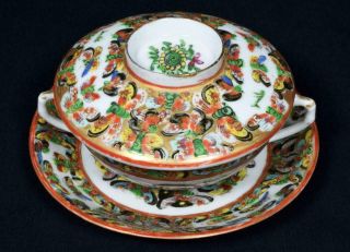 Antique Chinese Famille Rose Porcelain Chawan Set c1900s 3