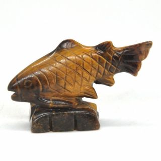 2.  6 " Stone Carving Fish Figurine Yellow Tiger Eye Quartz Crystal Healing Decor