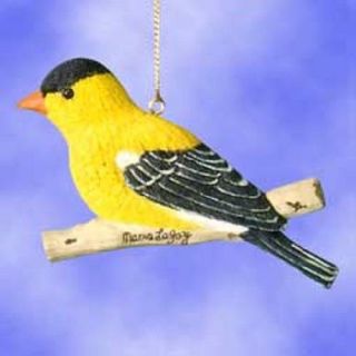 Gold Finch Christmas Ornament Hand Painted Resin Goldfinch Window Bird Figurine