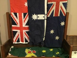 4 Vintage Flags,  British,  Autstralia