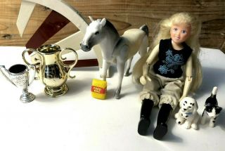 Vintage Breyer Miniature Doll Toy Horse 2 Trophies Fence Stable Accessories