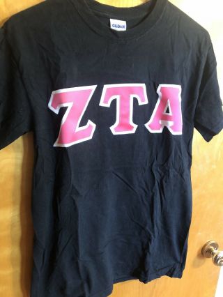 Zeta Tau Alpha Zta Sororty,  Fraternity Block Letter T - Shirt Size Small