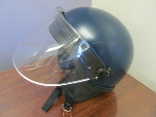 Vintage C2 Police Riot Tactical Helmet Flip Visor Blue See Photos -