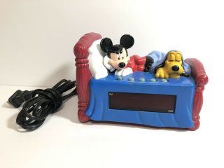 Vintage Mickey Mouse Digital Alarm Clock Walt Disney World Pluto Minnie Goofy