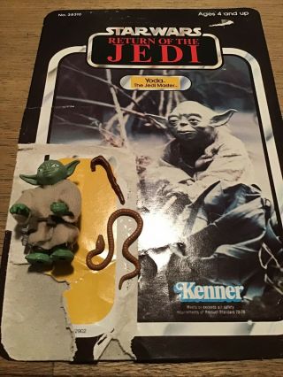 Yoda Vintage Star Wars Rotj Card With Accessories Brown Snake Pac Man