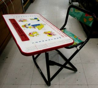 Vintage Pokemon Desk Childs Folding Table With Chair