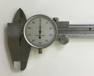 Vintage Brown & Sharpe Model 579 Dial Calipers,  0 - 6”,  Swiss,  Stainless with Case 3