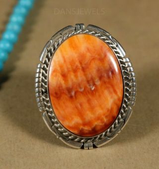 Old Pawn Vintage 1 3/8 " Tall Navajo Big Bold Sterling Spiny Oyster Ring Size 6