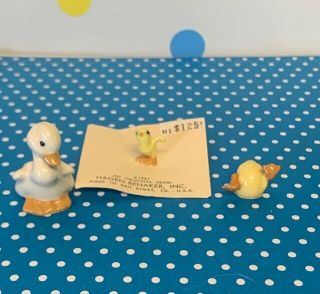 Vintage Hagen Renaker Ceramic Miniature Mother Duck,  Duckling & Duckling Butt