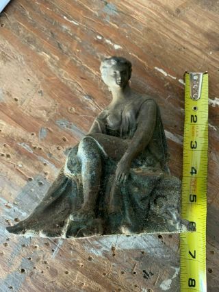 Very Old Vintage Bronze ? Brass ? Woman Sitting Statue