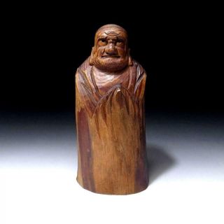 @el32: Vintage Japanese Woodcarving Statue Of Buddhist Monk,  Daruma