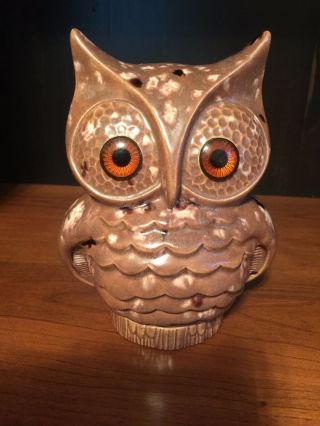 Vintage Brown Ceramic Owl Figurine 1970 