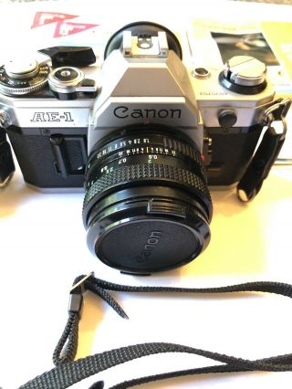 Vintage Canon AE - 1 35mm SLR Camera Bundle Speedlite Flash Manuals 50mm Lens 2