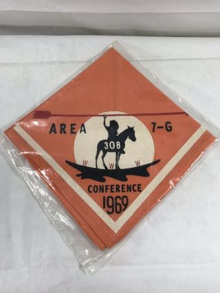 Vintage Boy Scouts Neckerchief 1969 Oa Area 7g Conference Bsa 308 In Package