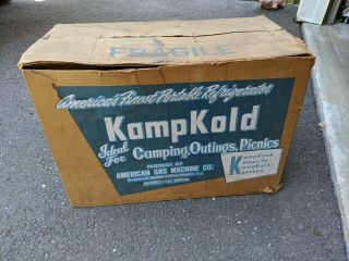 Vintage 1950s Kampkold Metal Ice Chest Cooler With Box