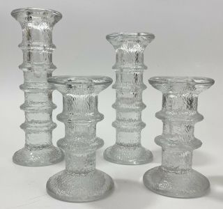 Vintage Iittala Finland Festivo Art Glass 4 Candle Holders 5,  4,  & (2) 2 Rings