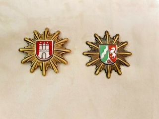 Germany North Rhine - Westphalia And Hamburg State Police Force Cap Badges