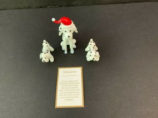 Dalmatians Pier 1 Ceramic Figurines Christmas Dogs Santa Hat With Pups Retired
