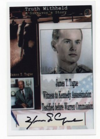 James Tague - John F.  Kennedy Assassination - Signed Photograph