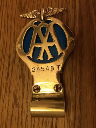 Vintage Brass Aa Badge For A Classic Car