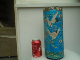 Large 19th Century Chinese Porcelain Stick Stand With Storks Estate Find
