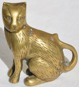 Vintage Brass Metal Cat Kitten Etched Figurine Figural Statue Paperweight 3 3/8 "