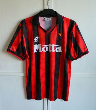 Ac Milan Italy 1993/1994 Home Retro Vintage Shirt Jersey Maglia Lotto Size (l)