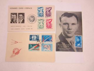 Vintage Yuri Gagarin Cosmonaut Postcard & First Day Cover Nasa Space