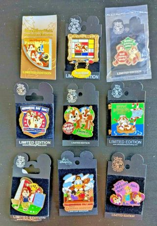 Disney Chip And Dale Set Of 9 Passholder Memorial Thanksgiving Valentines