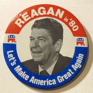 1980 Ronald Reagan “let’s Make America Great Again” 3.  5” Campaign Button Maga