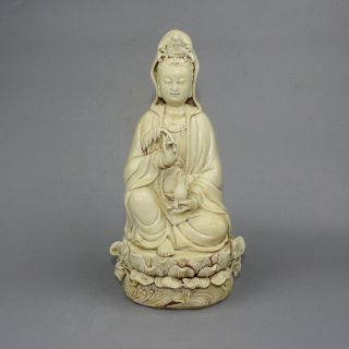 26.  Cm Chinese Dehua White Porcelain Statue Of Goddess Guanyin Bodhisattva