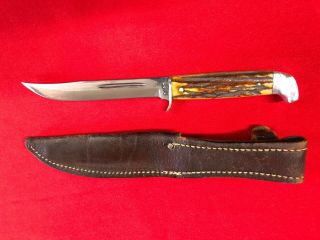 Vintage Old Case XX Stag Fixed Blade Knife 516 - 5 w/Sheath 3