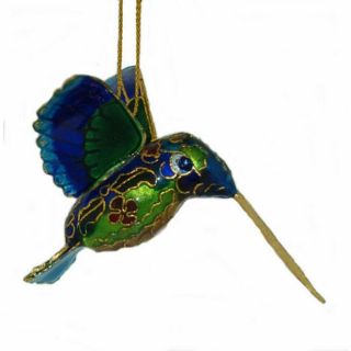 Blue And Green Mini Hummingbird Enamel Cloisonne Christmas Tree Ornament Bird